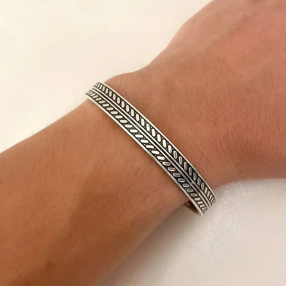 925 Sterling Silver Mens Bangle Bracelet Vintage Cuff Bracelet Mens Bracelet